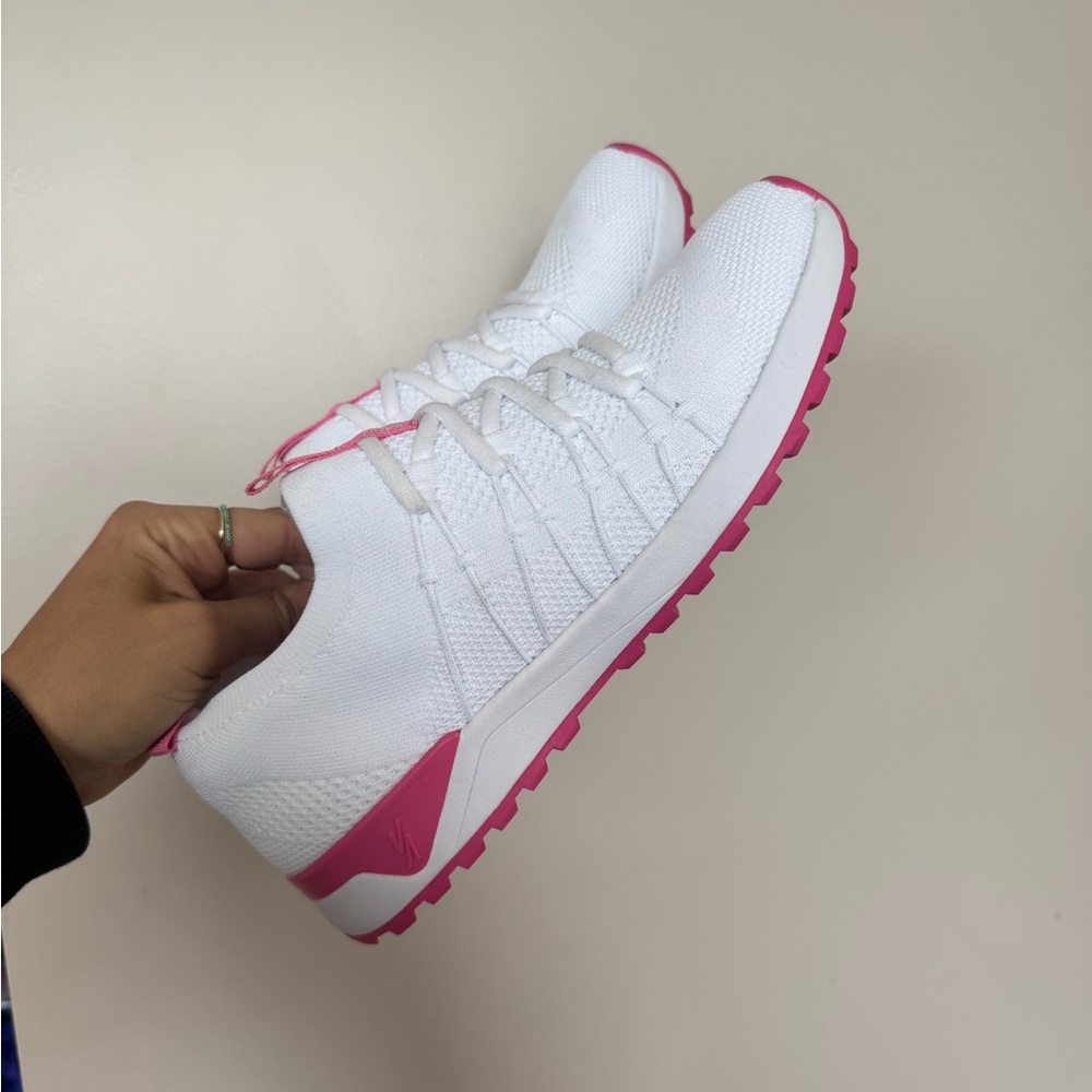 Women's White and Pink Athletic Shoes
